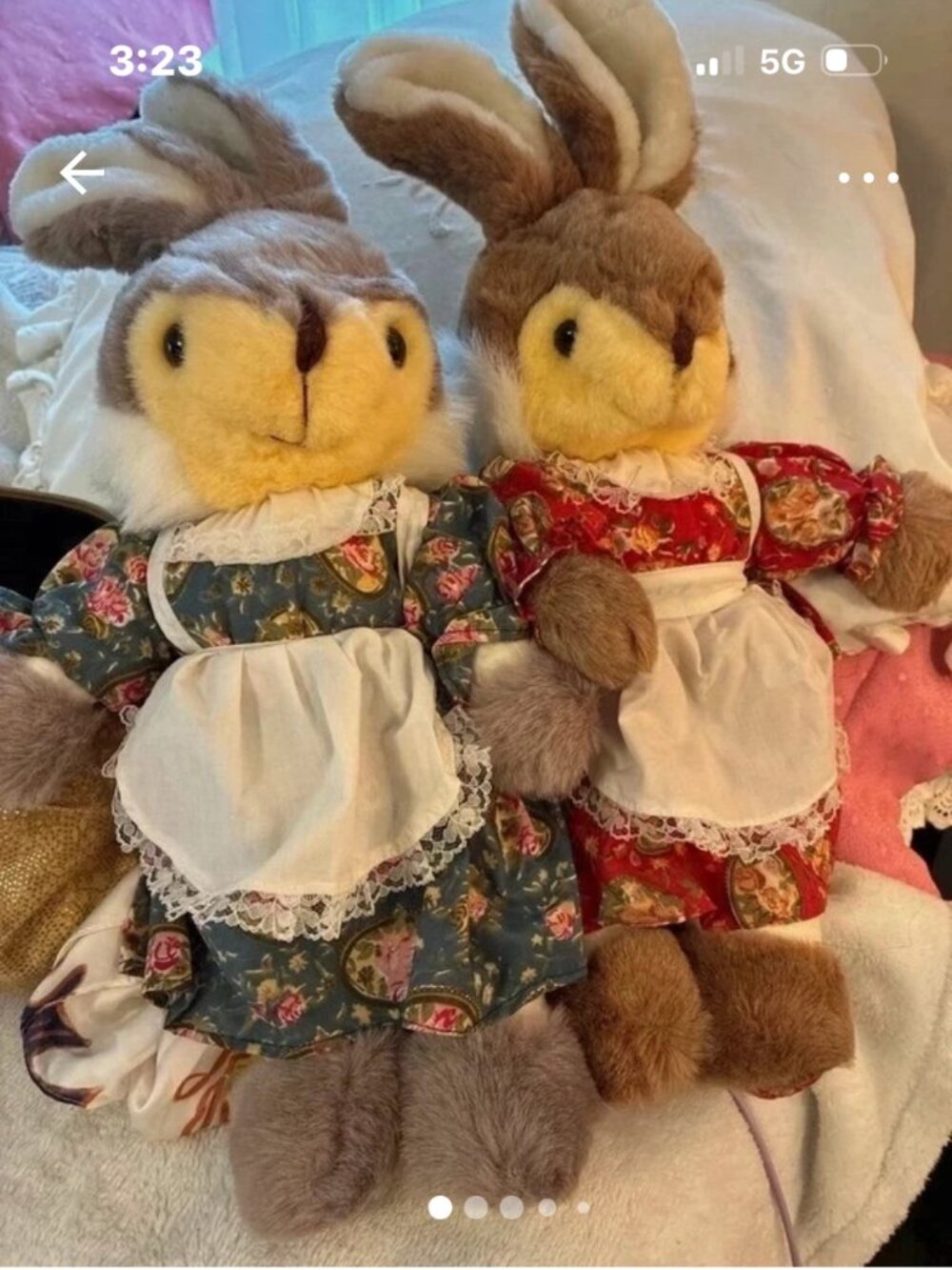 Vintage 1993 Ganz Terra Nova Victoria Rabbit Plush Pair 18" Floral Dress GE048